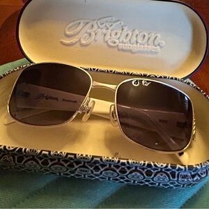 Like New Brighton White and Silver Sunglasses with Case